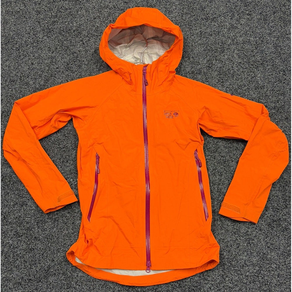 Mountain Hardwear Jacket Womens XS Orange Rain Shell Hooded Lightweight Hiking